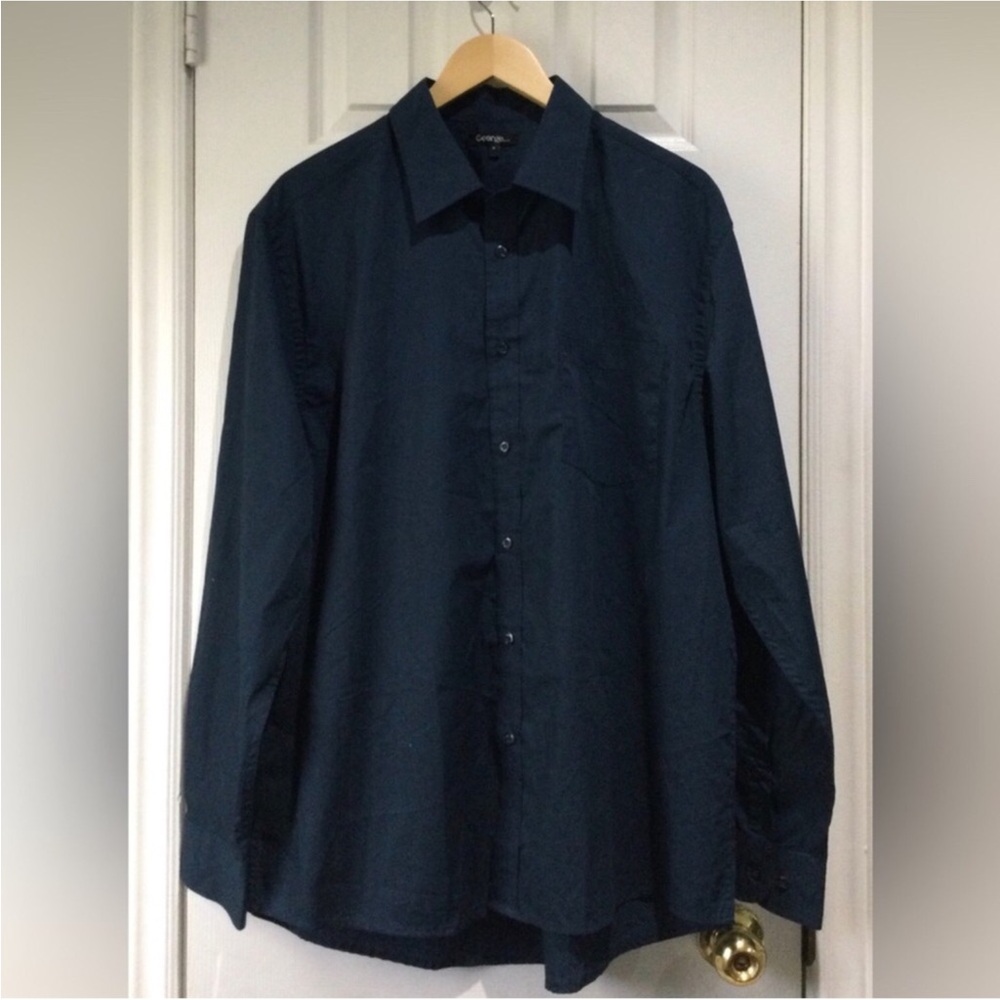 George Men’s Dark Navy Button-Down Dress Shirt